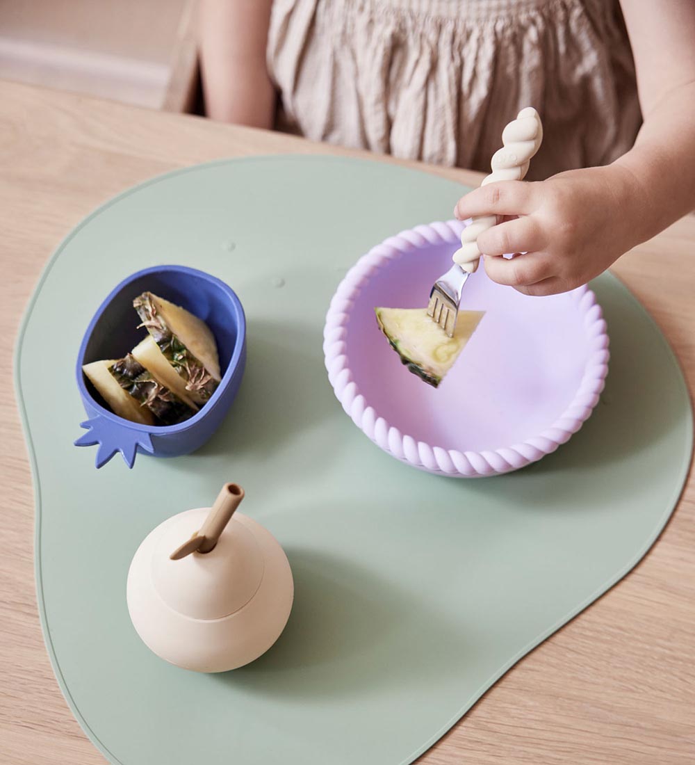 OYOY Snack bowls - 2-Pack - Silicone - Pineapple & Apple - Blue/