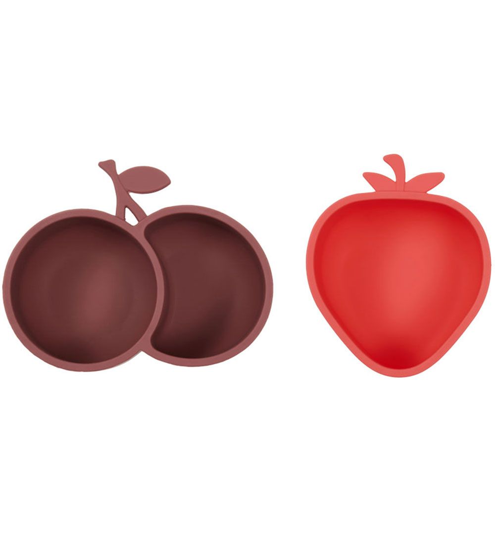 OYOY Snack bowls - 2-Pack - Silicone - Strawberry & Cherry - Che