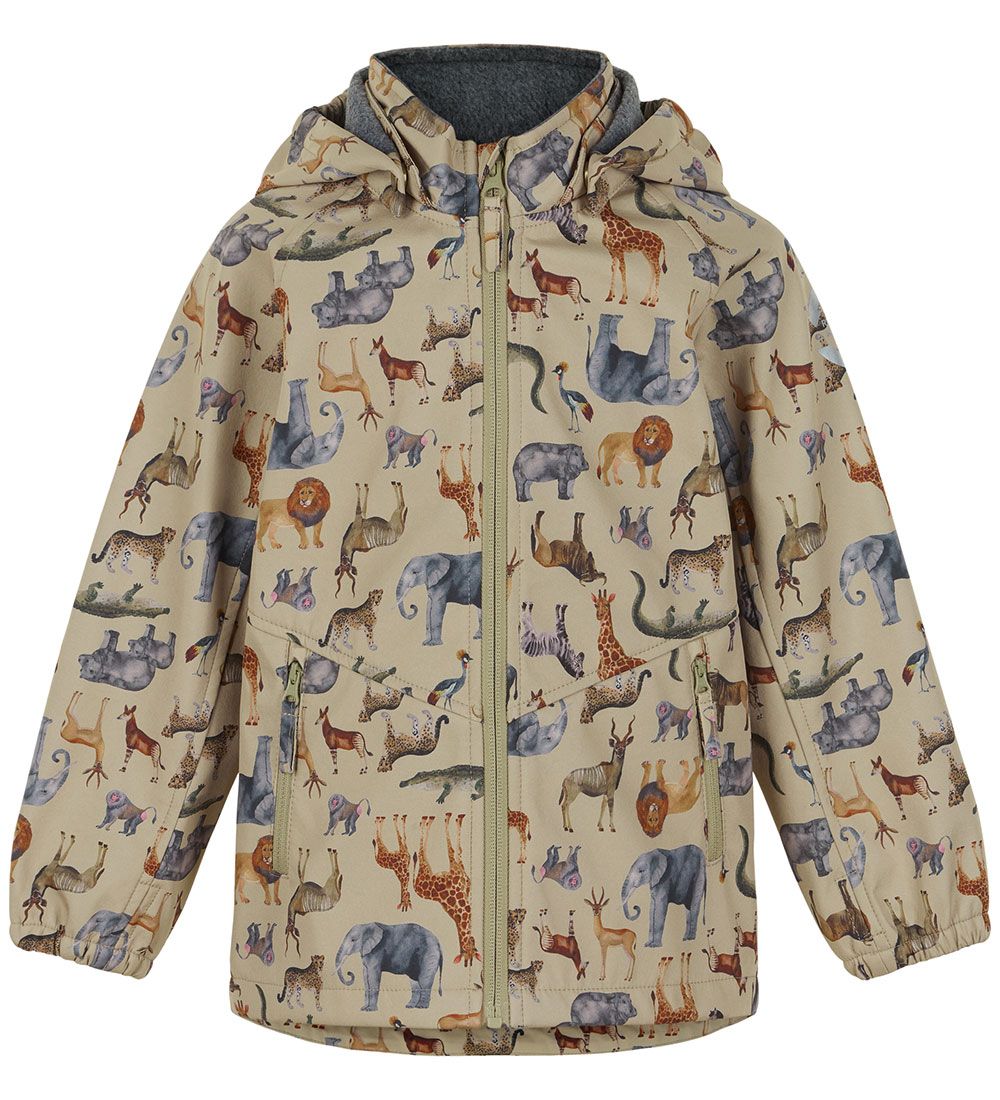 Mikk-Line Softshell Jacket w. Fleece - Recycled - Olive Gray w.