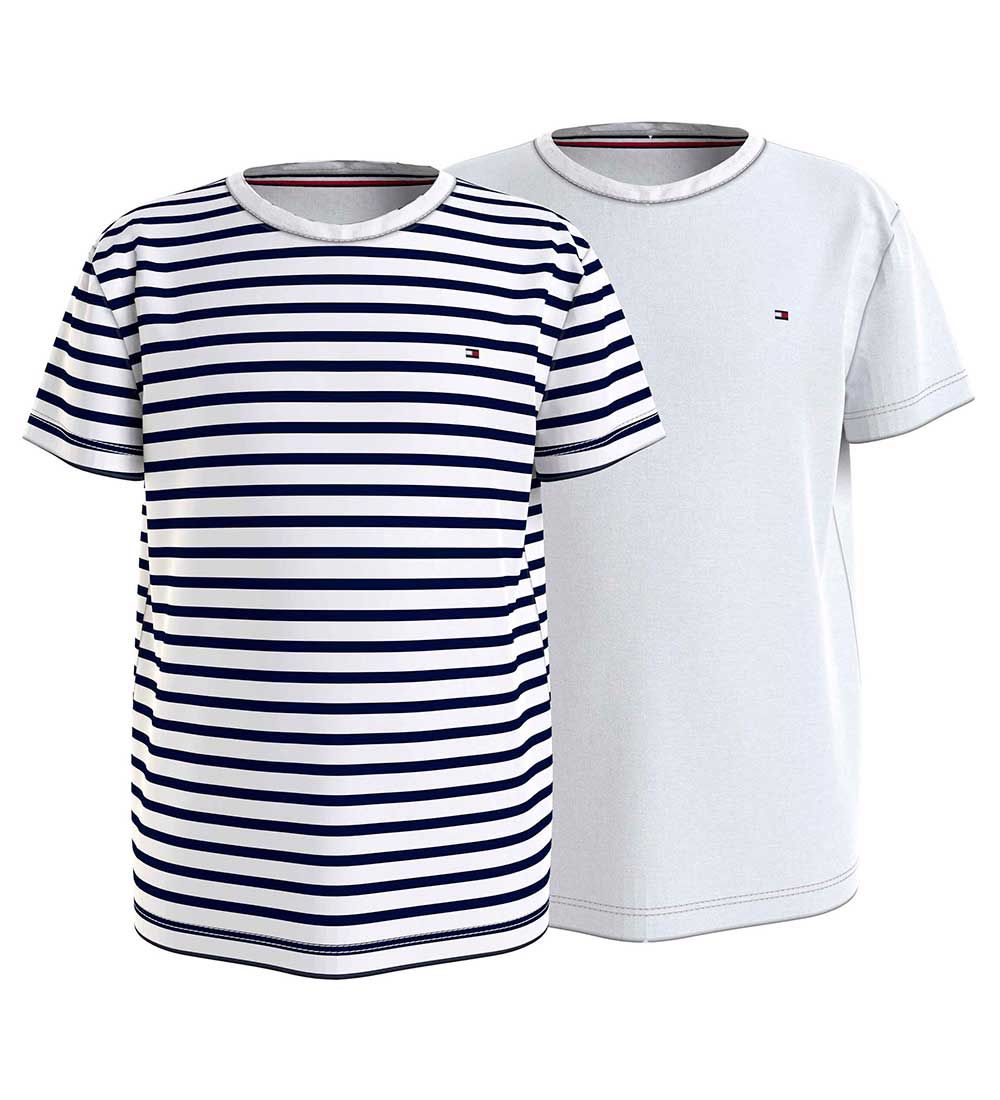 Tommy Hilfiger T-shirts - 2-Pack - Desert Sky Breton/White