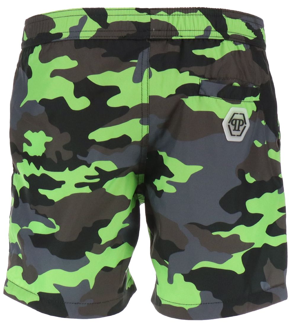 Philipp Plein Badshorts - Grå/Lime Camouflage