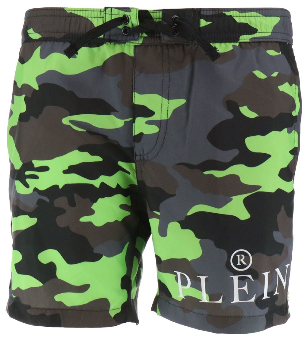 Philipp Plein Badshorts - Grå/Lime Camouflage