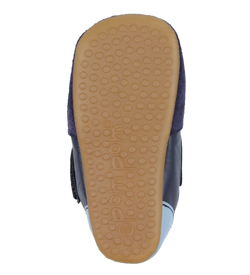 Pom Pom Slippers - Velcro - Navy Combi