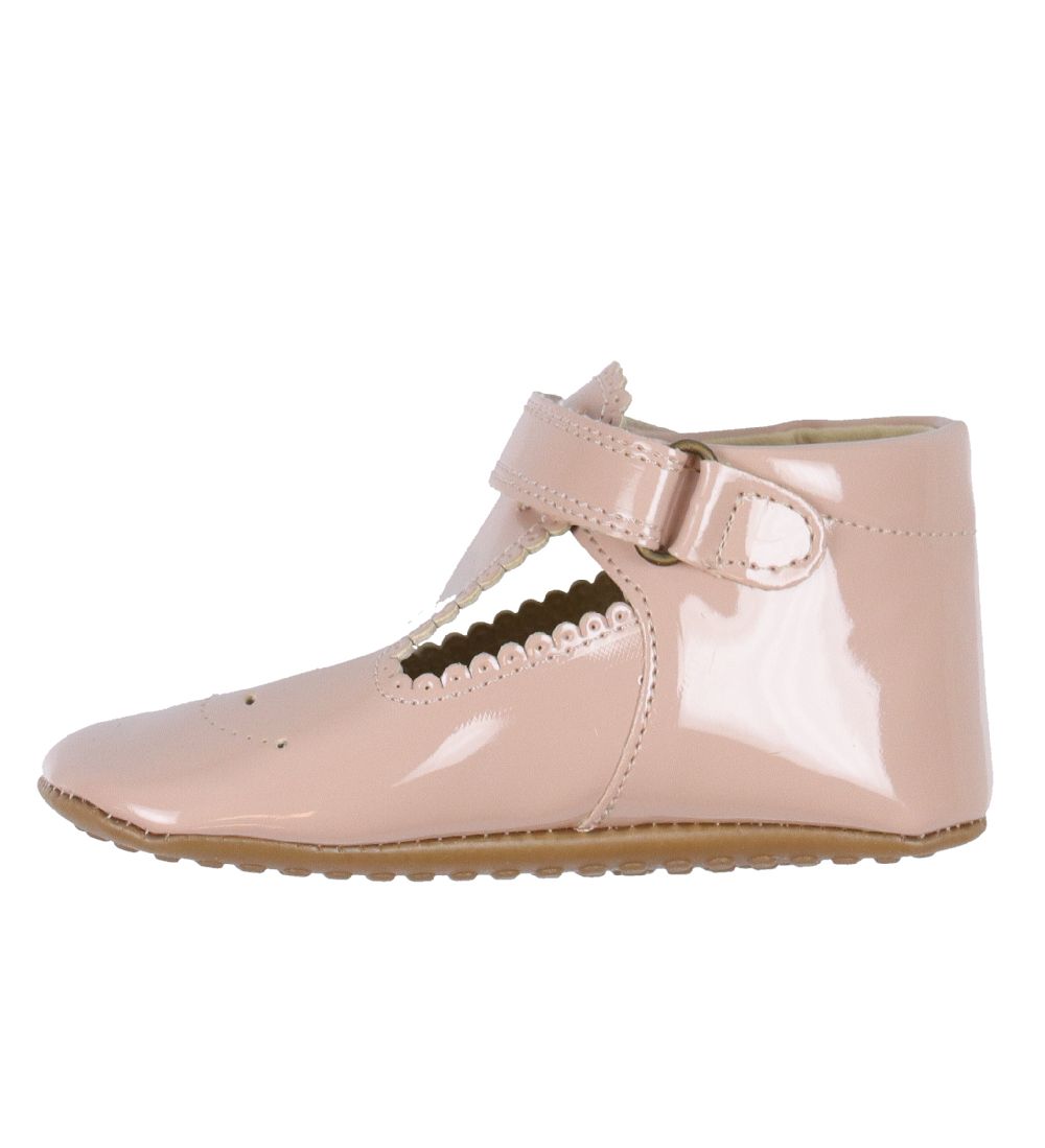 Pom Pom Ballerina Slippers - T-bar - Dusty Rose Patent