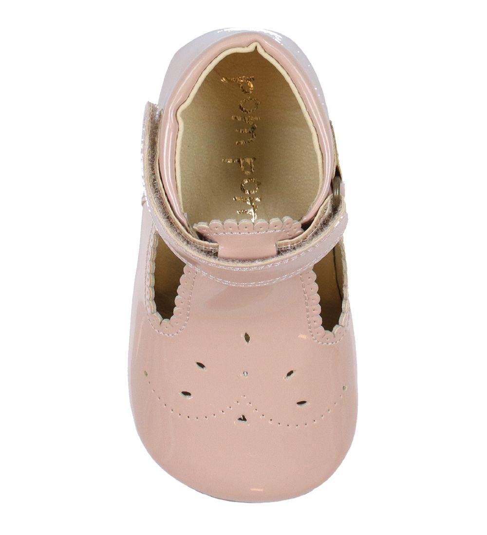 Pom Pom Ballerina Slippers - T-bar - Dusty Rose Patent