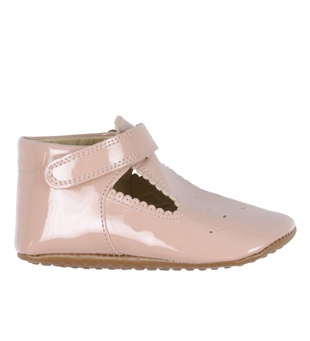 Pom Pom Ballerina Slippers - T-bar - Dusty Rose Patent