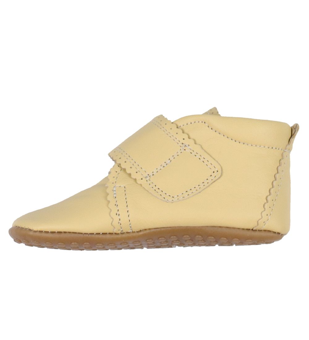 Pom Pom Slippers - Velcro Scallops - Dusty Yellow