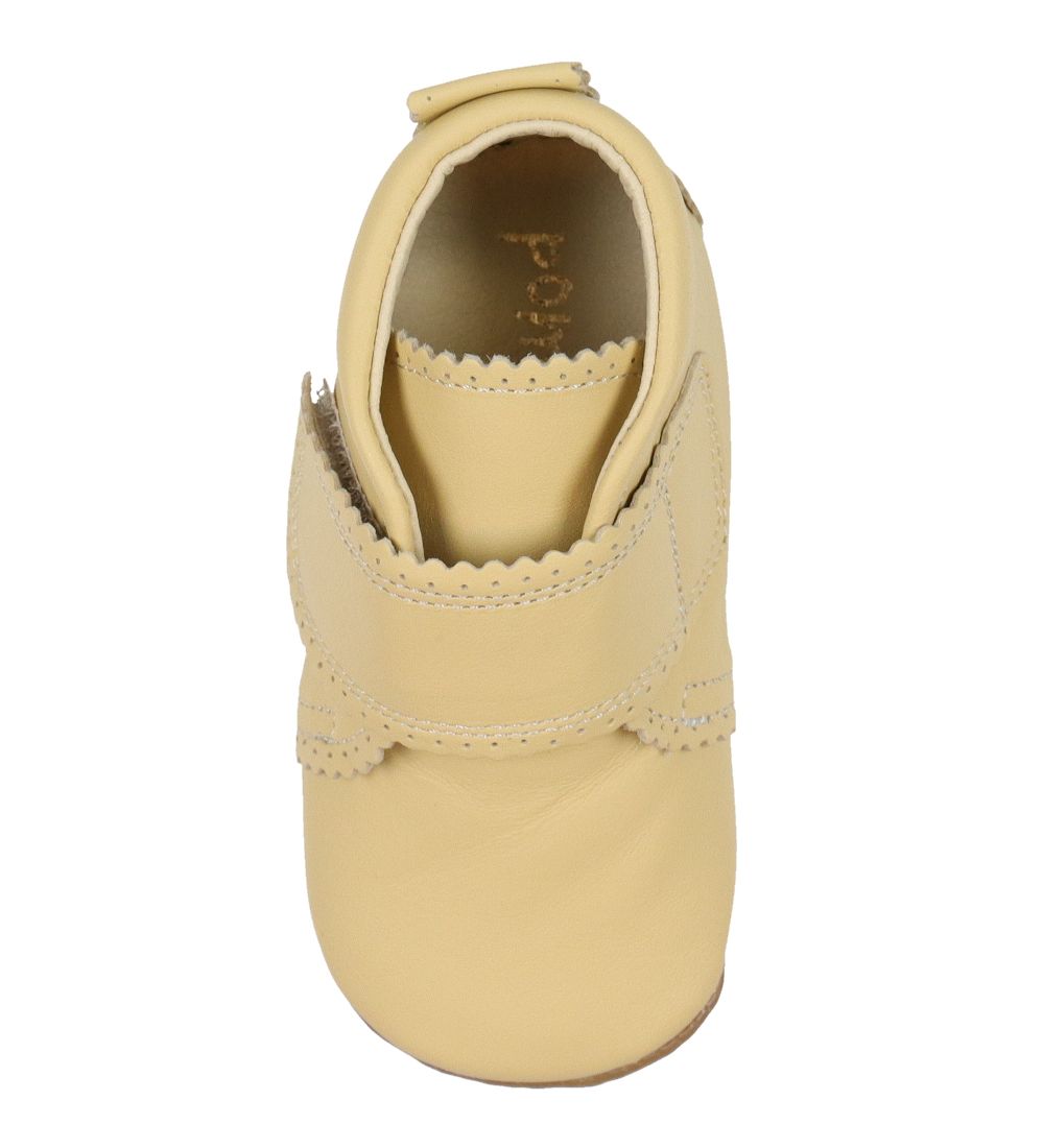 Pom Pom Slippers - Velcro Scallops - Dusty Yellow