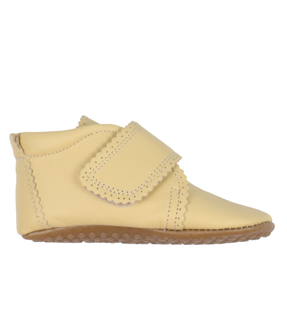 Pom Pom Slippers - Velcro Scallops - Dusty Yellow