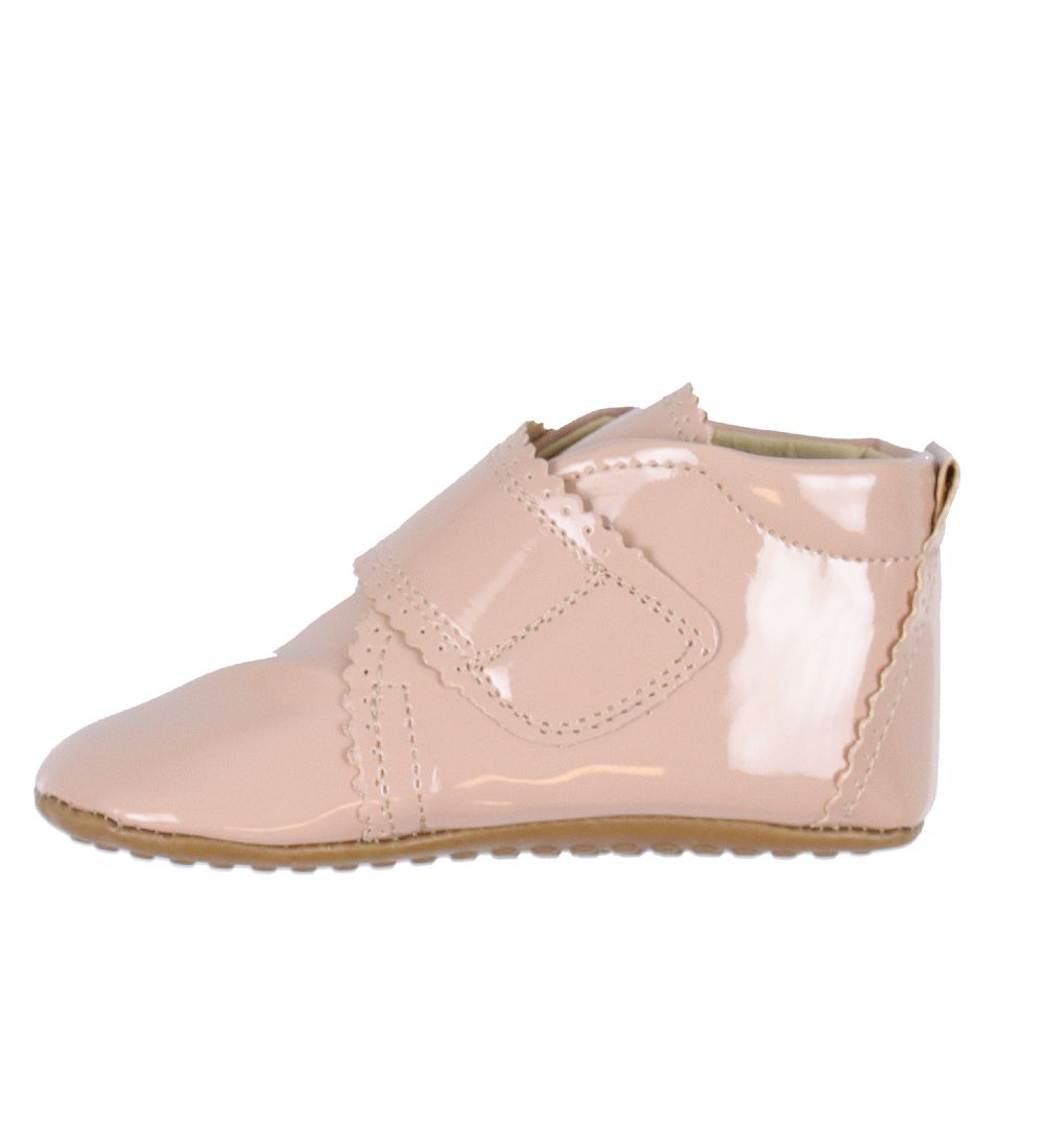 Pom Pom Slippers - Velcro Scallops - Dusty Rose Patent