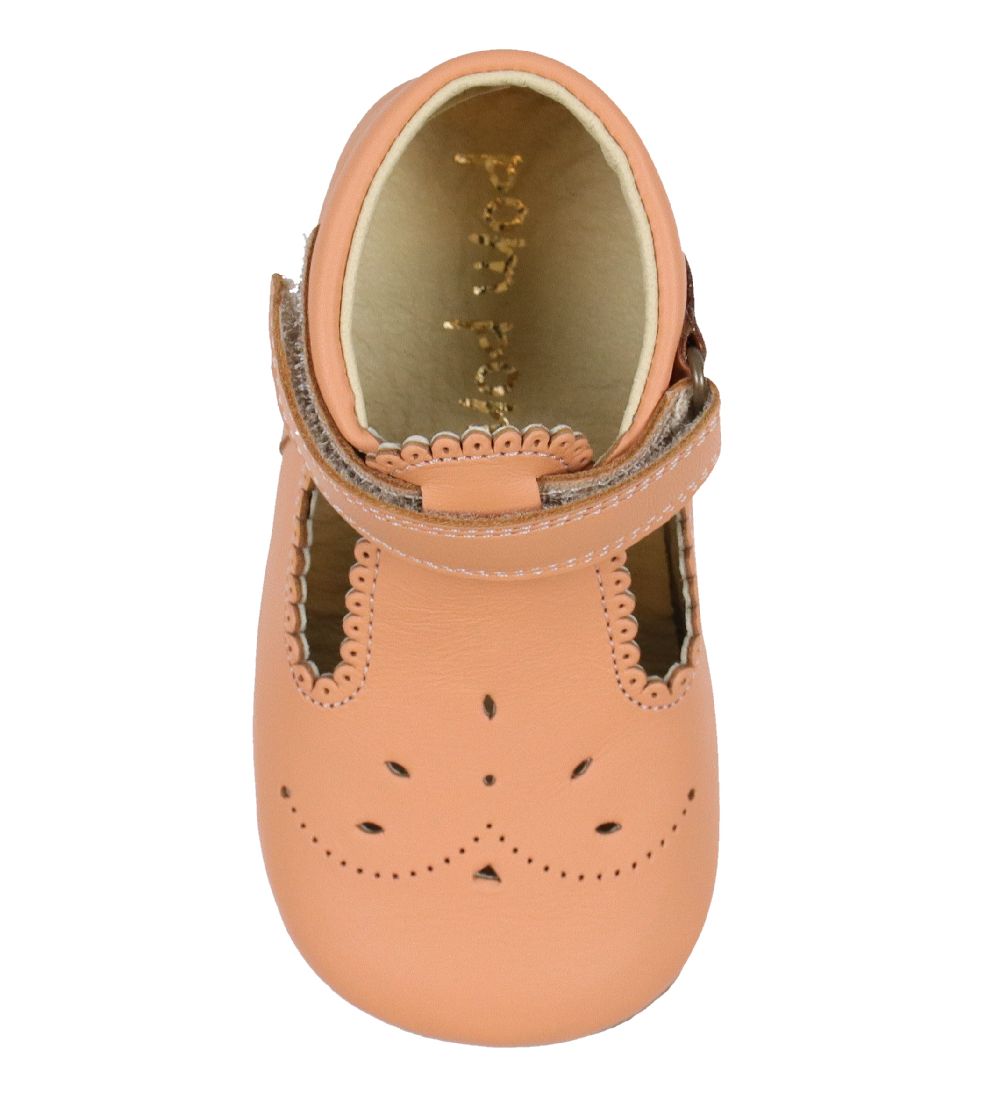 Pom Pom Ballerina Slippers - T-bar - Peach