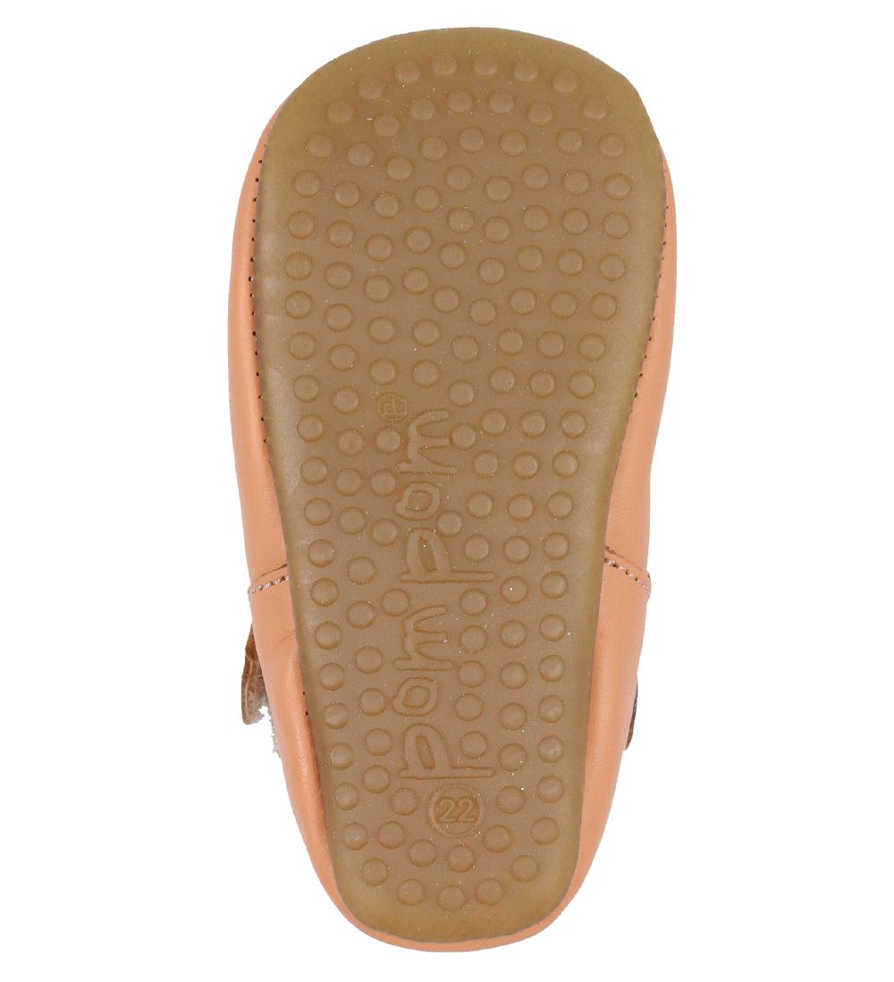 Pom Pom Ballerina Slippers - T-bar - Peach