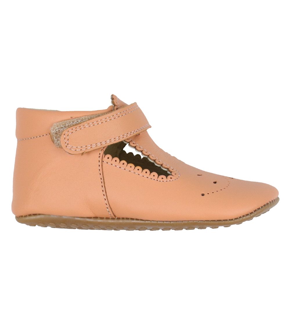 Pom Pom Ballerina Slippers - T-bar - Peach