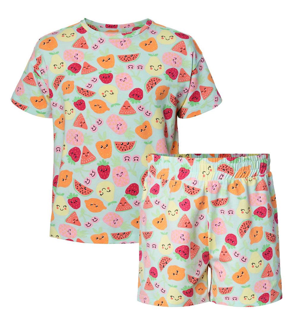 Pieces Kids Pyjama Set - T-shirt/Shorts - PkLeo - Icy Morn/Fruit