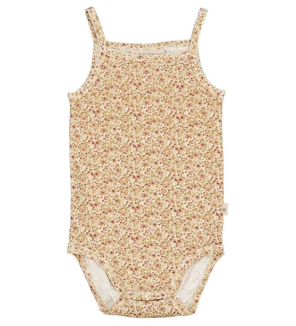 Wheat Bodysuit Sleeveless - Eggshell Flowers