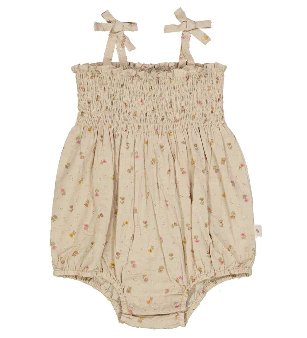 Wheat Summer Romper - Lucie - Fossil Flowers Dot