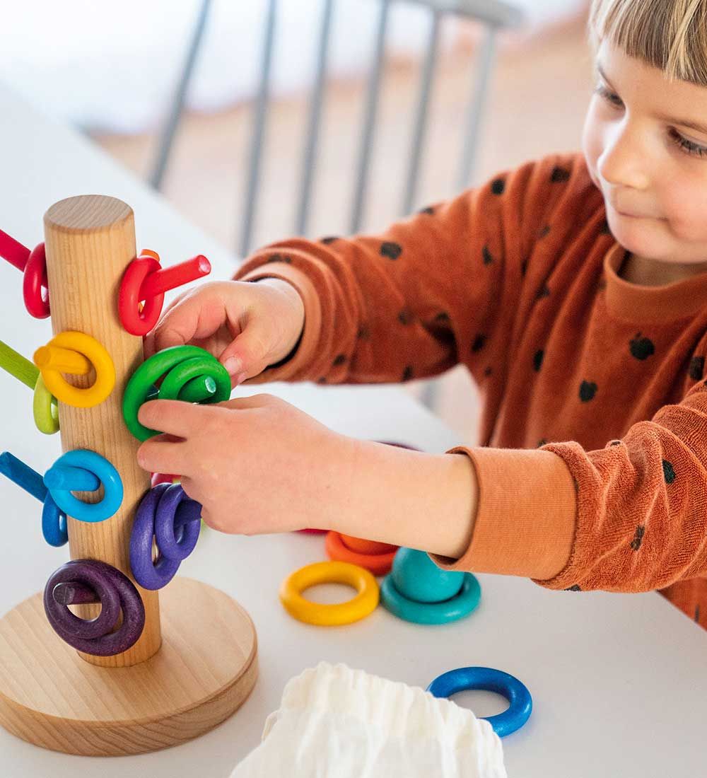 Grimms Wooden Toy - Sorting Helper Building Rings Rainbow