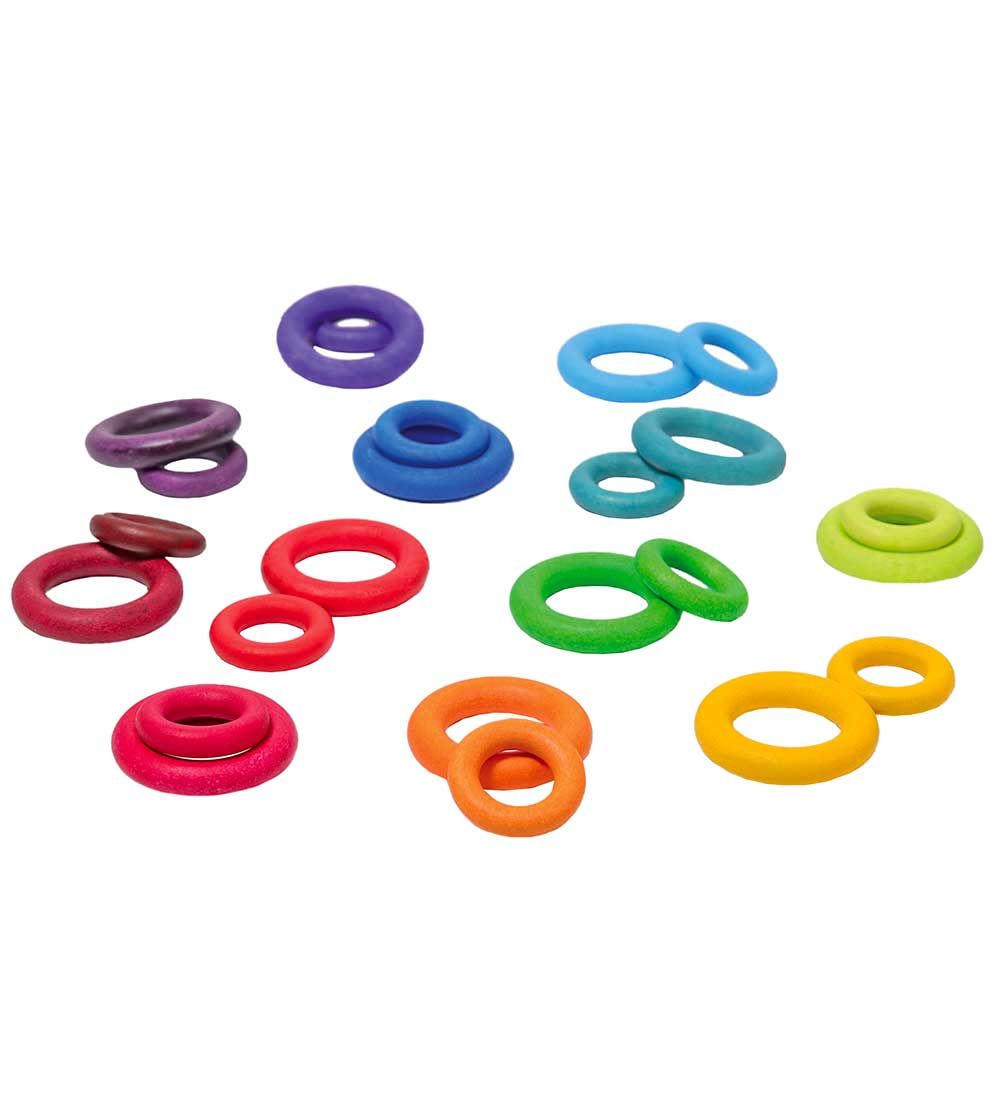 Grimms Wooden Toy - Building Rings Rainbow