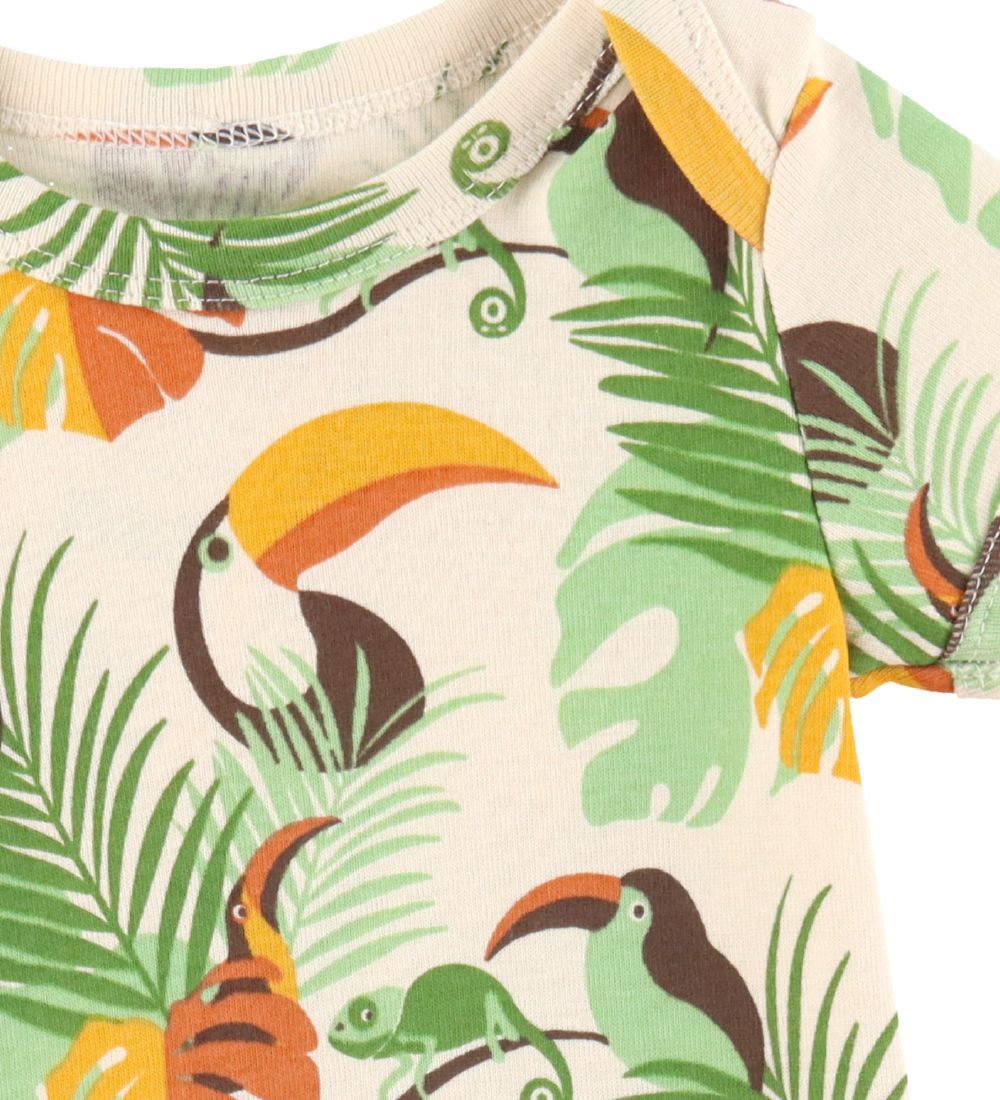Katvig Summer Romper - White w. Tropical Pattern
