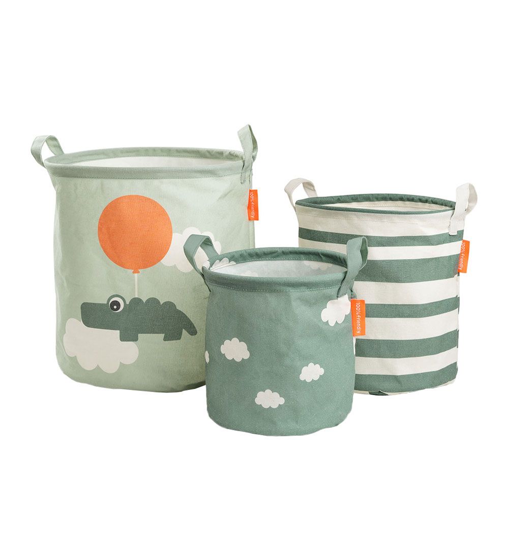 Done by Deer Storage Baskets - 3-Pack - 21/27/33 cm - Green