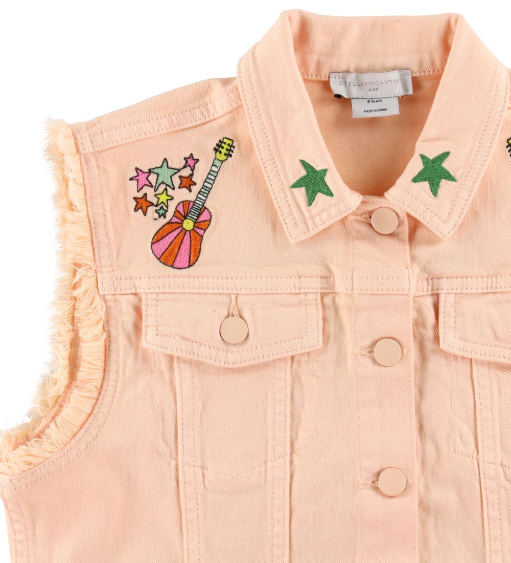 Stella McCartney Kids Waistcoat - Denim - Light Orange w. Embroi