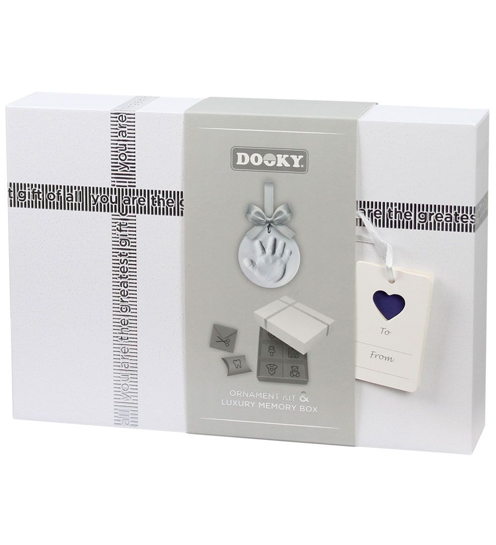 Dooky Set - Happy Hand - Handprint w. Silver Ribbon + Memorial b