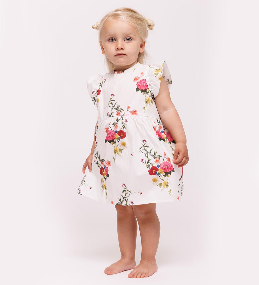 Christina Rohde Dress - White w. Flowers