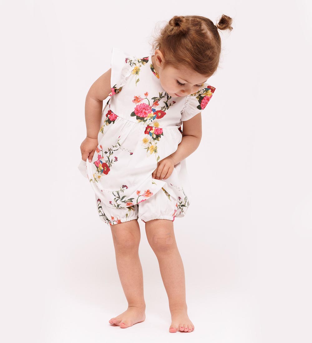 Christina Rohde Dress - White w. Flowers