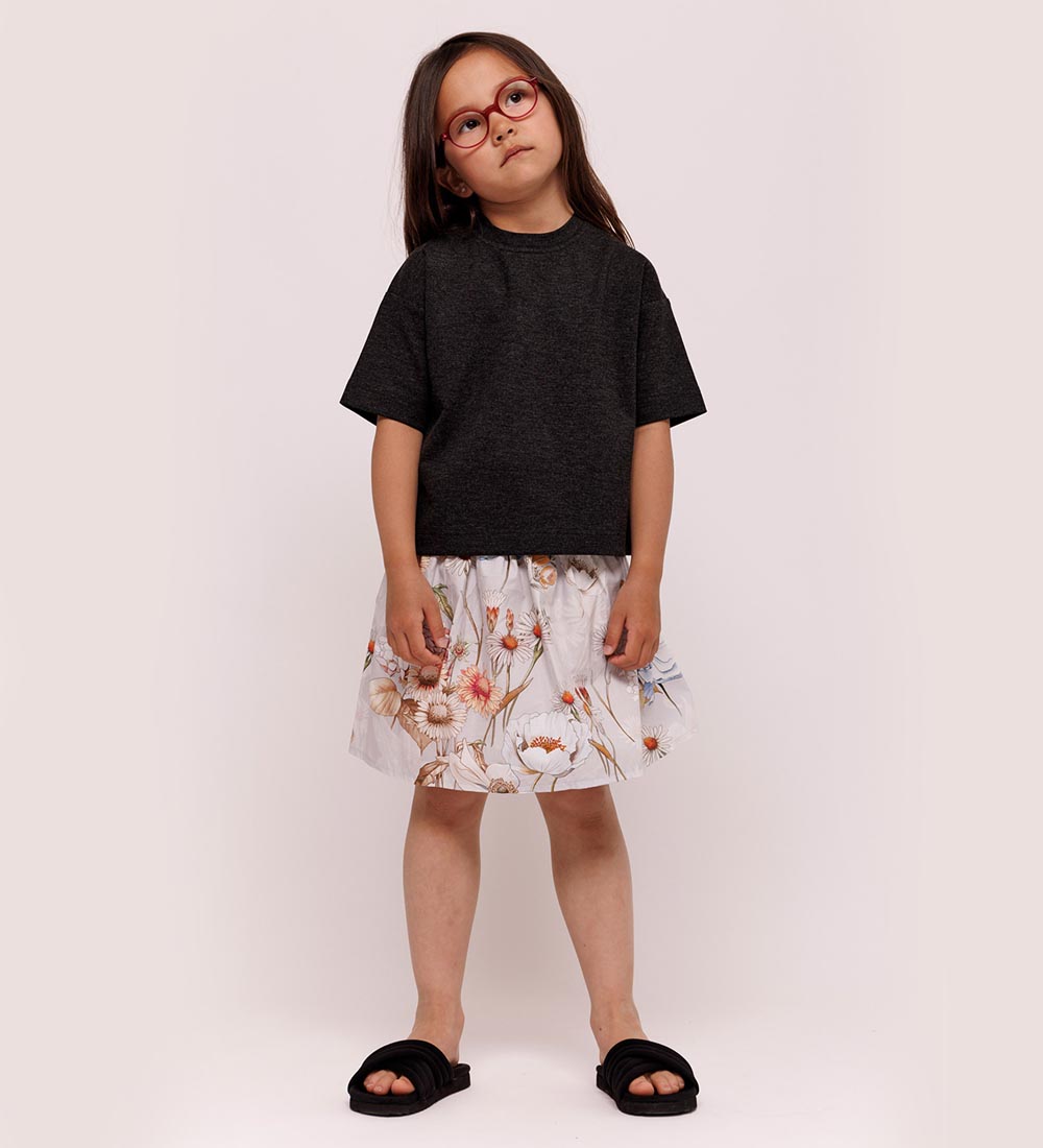Christina Rohde Skirt - Grey w. Flowers