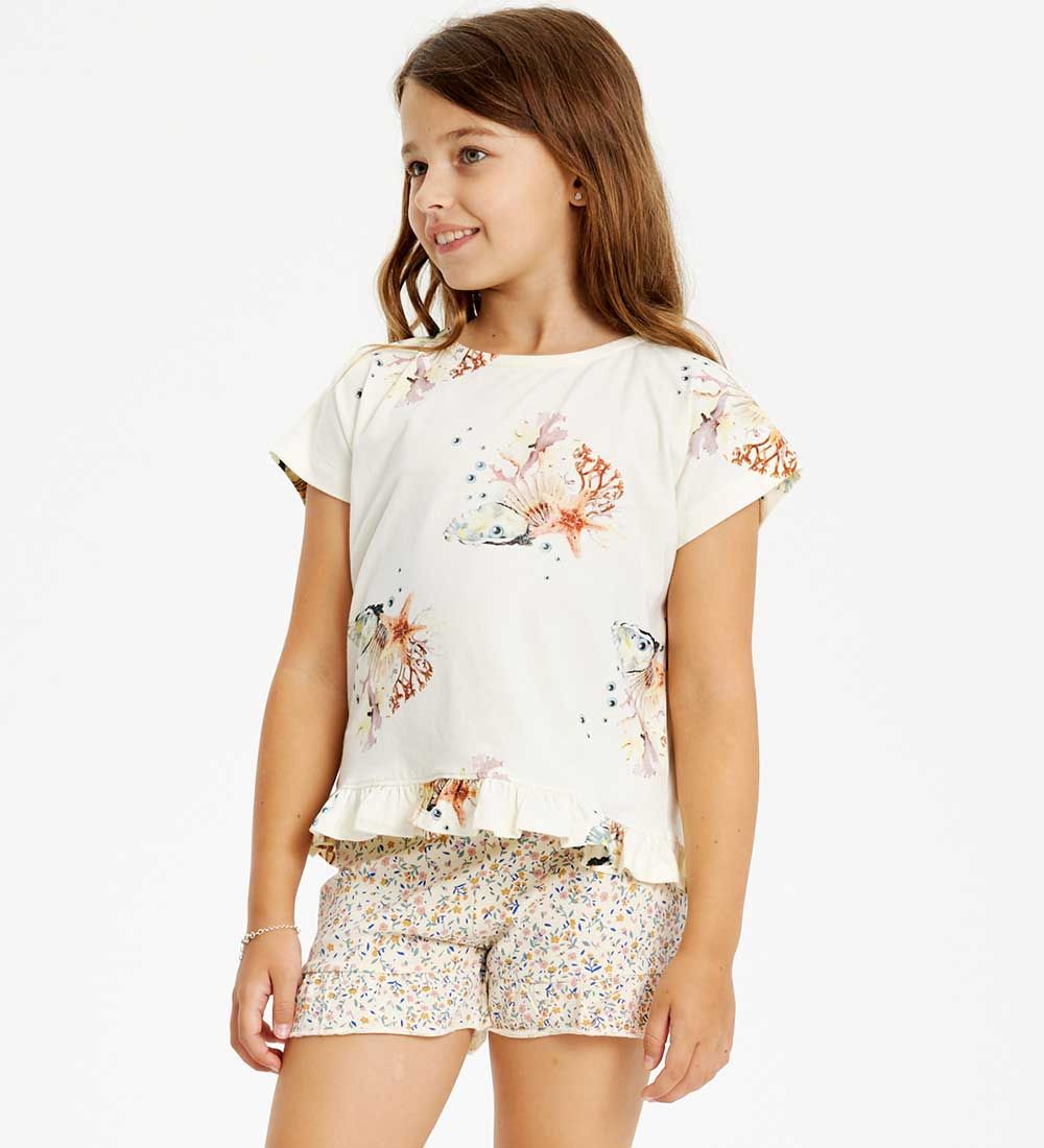 The New Shorts - TnGeneva - White Swan Tiny Flower Aop
