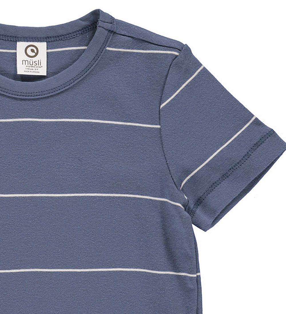 Msli T-shirt - Rib - Indigo w. Stripes
