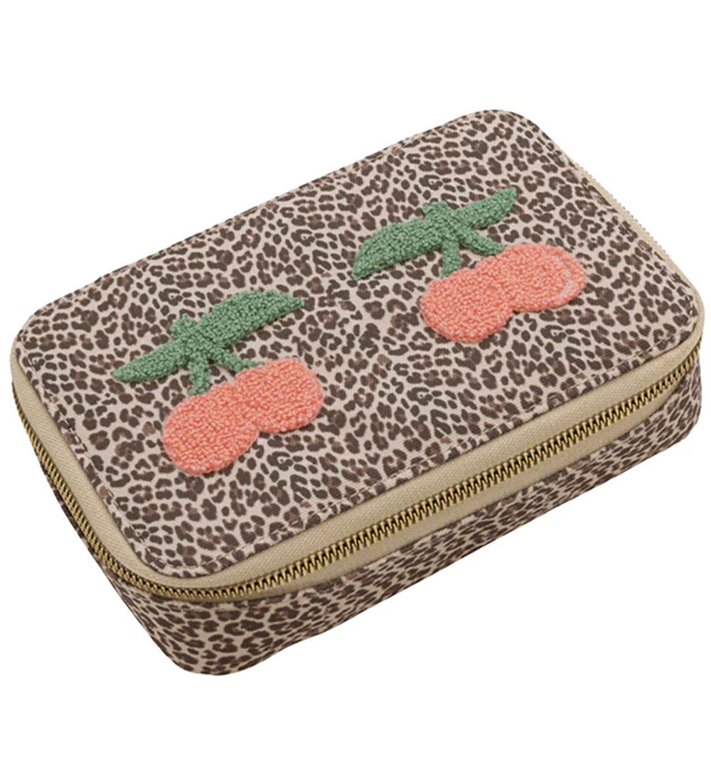 Jeune Premier Pencil Case w. Contents - Leopard Cherry