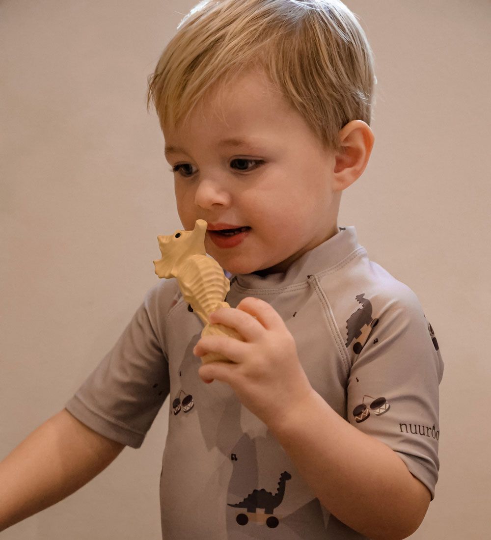 Natruba Rattle - Natural Rubber - Seahorse - Yellow