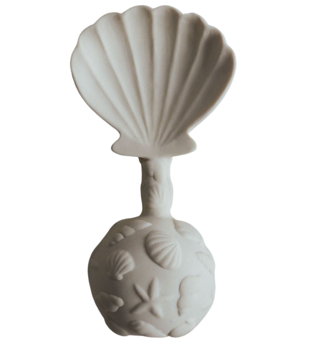 Natruba Rattle - Natural Rubber - Clam - White