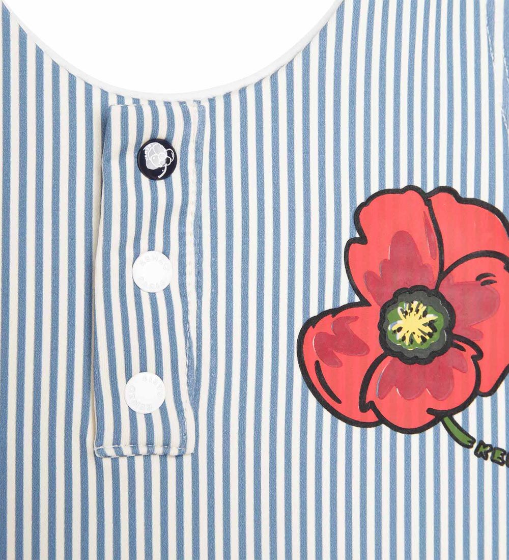 Kenzo Swimsuit - Exclusive Edition - White/Blue Striped w. Flowe
