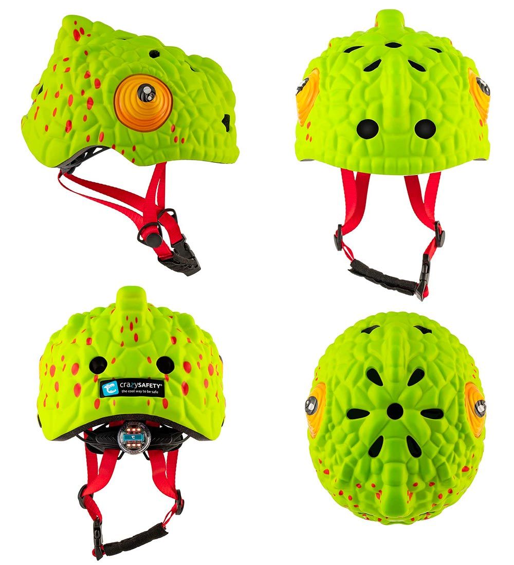 Crazy Safety Bicycle Helmet w. Light - CombæLeon - Green
