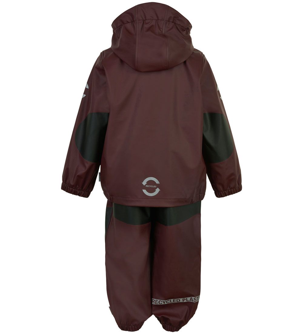 Mikk-Line Rainwear w. Suspenders - PU - Recycled - Decadent Choc