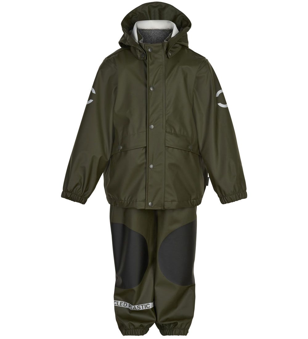 Mikk-Line Rainwear w. Suspenders - PU - Recycled - Forest Night