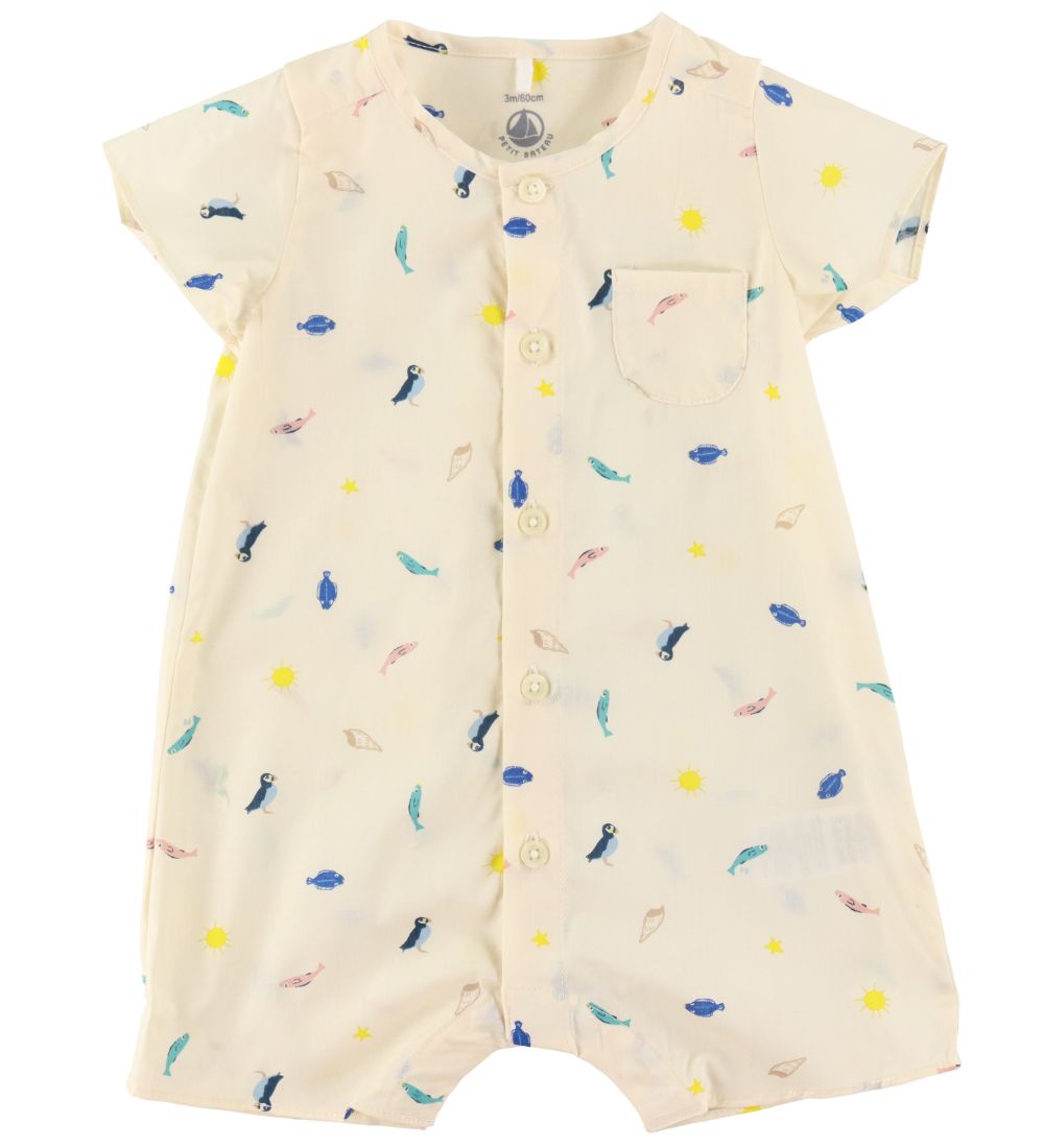 Petit Bateau Summer Romper - Cream w. Animals of the sea