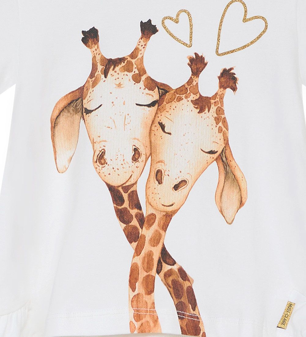Hust and Claire T-shirt - Adanna - White w. Giraffes