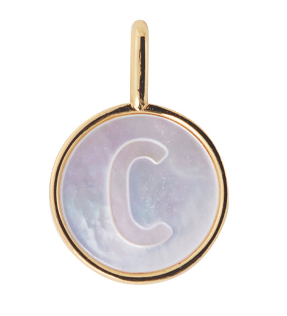 Design Letters Pendant To Necklace - C - Pearl Gold
