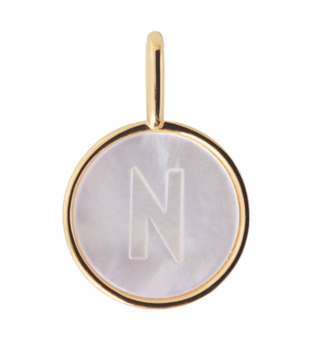 Design Letters Hanger Tot Ketting - N - Pearl Gold