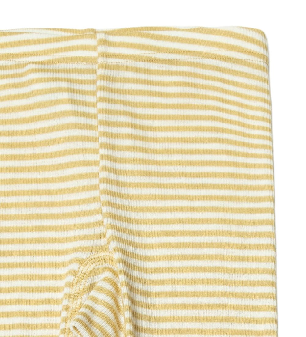 Joha Leggings - Wool/Silk - Rib - Yellow/White