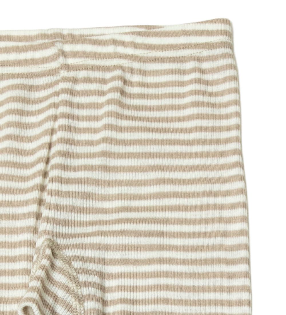 Joha Leggings - Wool/Silk - Rib - Beige/White
