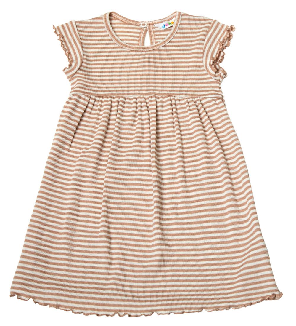 Joha Kleid - Wolle/Seide - Rib - Braun/Weiß