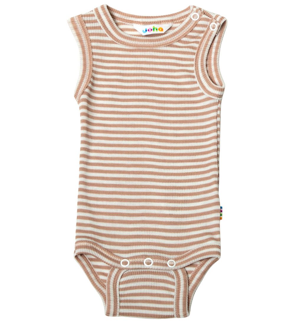 Joha Bodysuit Sleeveless - Wool/Silk - Rib - Brown/White