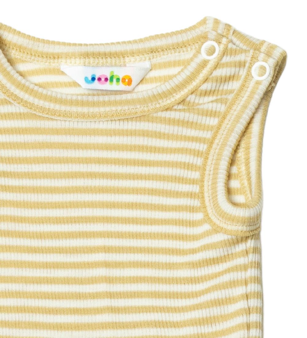 Joha Bodysuit Sleeveless - Wool/Silk - Rib - Yellow/White
