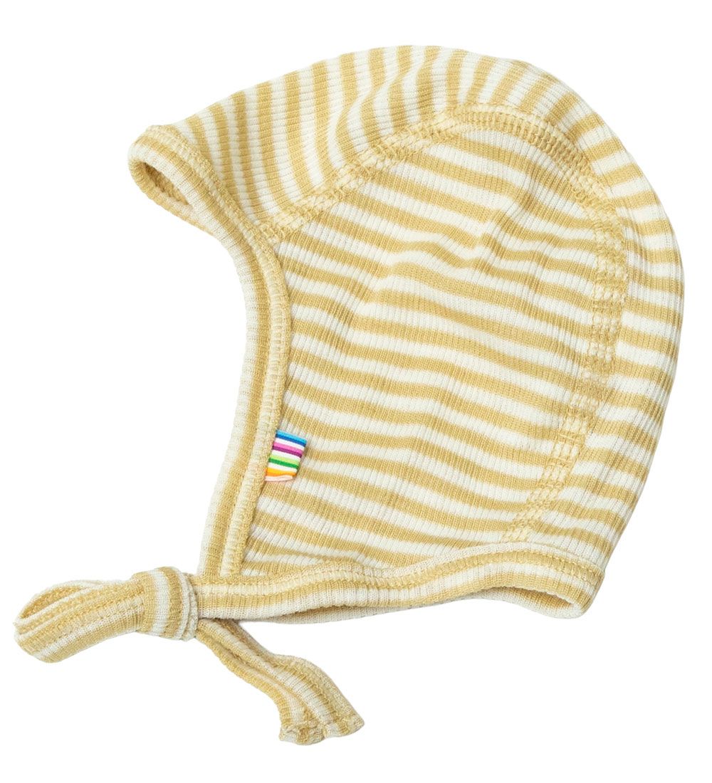 Joha Baby Hat - Wool/Silk - Rib - Yellow/White