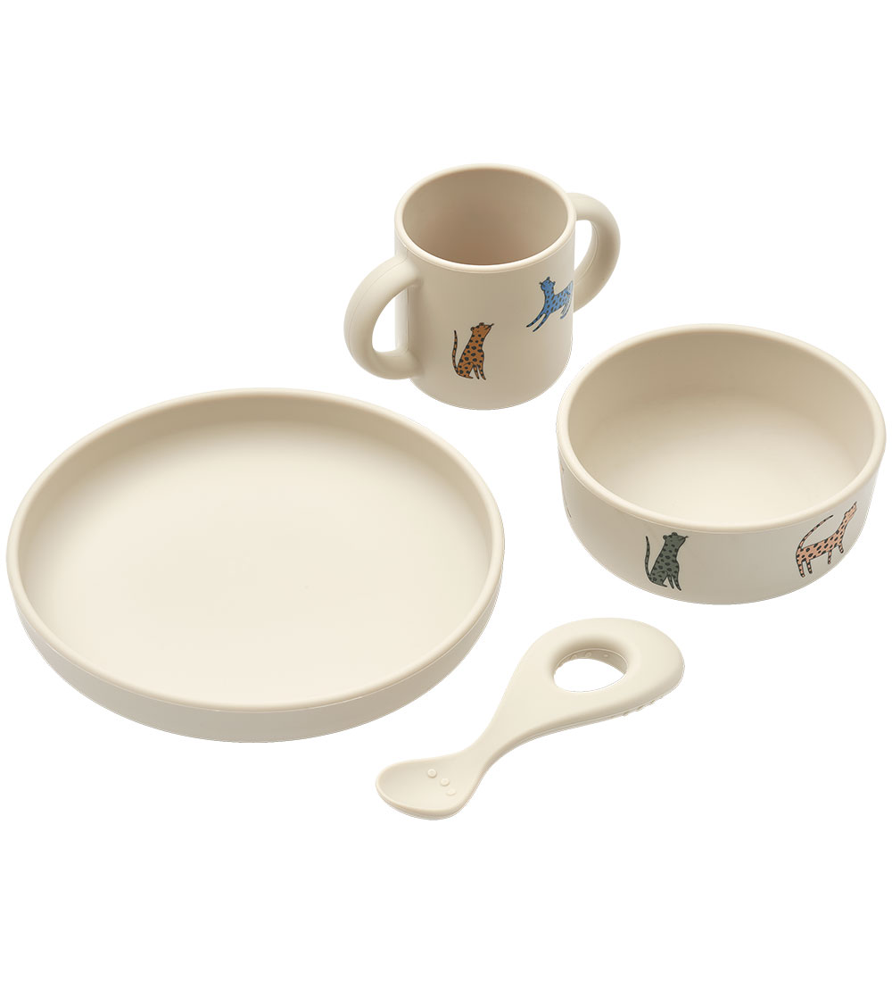 Liewood Dinner Set - Silicone - 4 Parts - Vivi - Leopard Multi M
