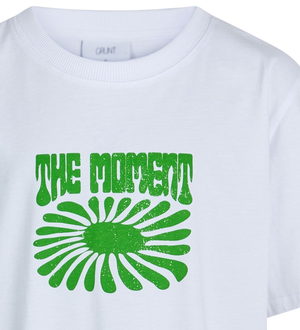 Grunt T-shirt - Mason - White w. Green Print